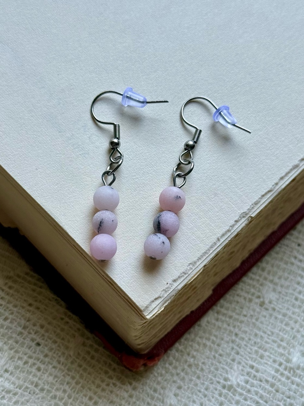 Cherry Blossom Jasper Beaded Earrings